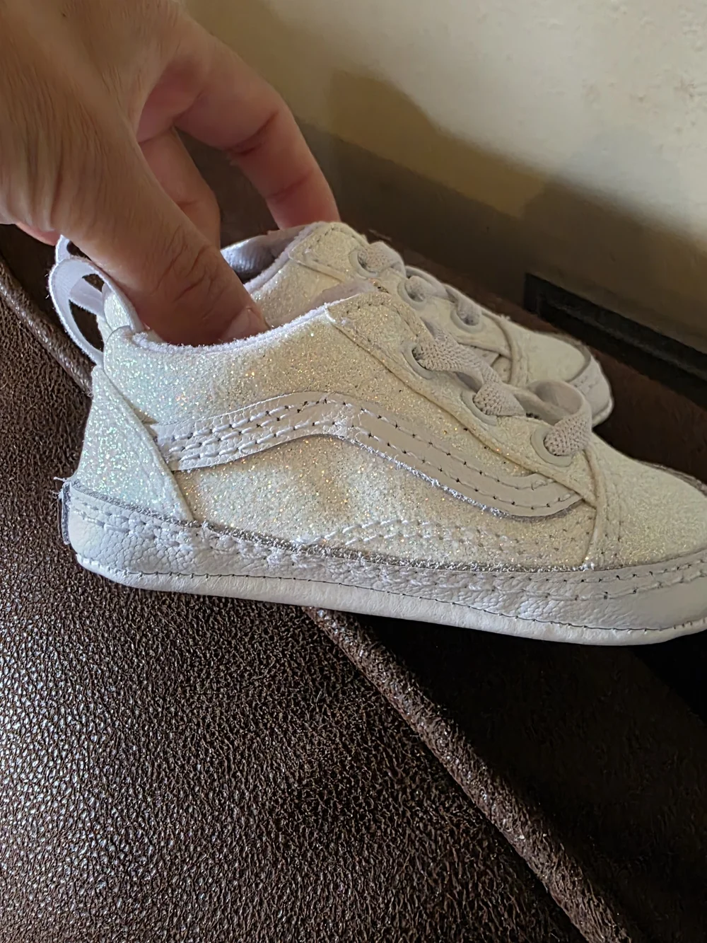 Vans Baby Glitter Lace-Up Sneakers - White